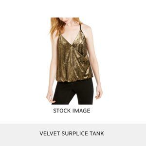 INC Gold Velvet Surplice Camisole Top Blouse NWT